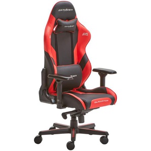 Dxracer Gamingstuhl Gladiator 8200, Rot, Schwarz, Metall, Textil, Drehkreuz, 70x133x70 cm, Wippmechanik mit Härtegradeinstellung, Sitzfläche 360° drehbar, inklusive Armlehnen, Nackenkissen abnehmbar, Lendenkissen abnehmbar, Kinder & Jugendmöbel,