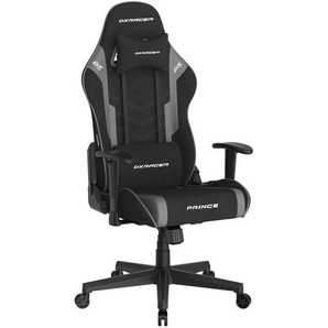Dxracer Gamingstuhl, Grau, Schwarz, Kunststoff, Textil, Drehkreuz, 67x126x67 cm, Wippmechanik mit Härtegradeinstellung, Sitzfläche 360° drehbar,