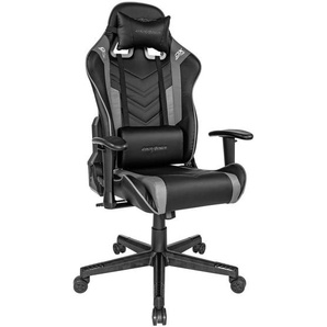 Dxracer Gamingstuhl, Grau, Schwarz, Kunststoff, Textil, Drehkreuz, 68x120x68 cm, Sitzfläche 360° drehbar, Nackenkissen abnehmbar, Lendenkissen abnehmbar, Kinder- & Jugendzimmer, Jugendmöbel, Gamingstühle