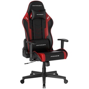 Dxracer Gamingstuhl, Rot, Schwarz, Kunststoff, Textil, Drehkreuz, 67x126x67 cm, Wippmechanik mit Härtegradeinstellung, Sitzfläche 360° drehbar,