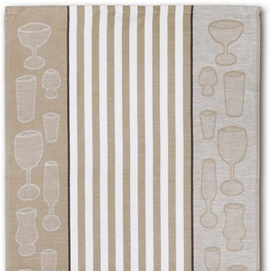 Dyckhoff Geschirrtuch Gläser / Halbleinen, (Set, 10-tlg), mit Gläser & Streifen Motiv, Maße je Tuch ca. 50x70 cm
