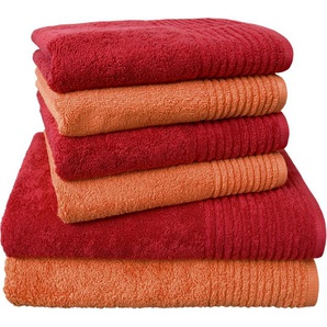 Dyckhoff Handtuch Set Brillant, Walkfrottee (Set, 6-St), mit Streifenbordüre,4 Handtücher (50x100cm), 2 Duschtücher (70x140cm)