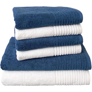 Dyckhoff Handtuch Set Brillant, Walkfrottee (Set, 6-St), mit Streifenbordüre,4 Handtücher (50x100cm), 2 Duschtücher (70x140cm)