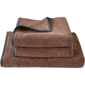 Dyckhoff Handtuch Set Golden Shades Herringbone, Walkfrottier (Set, 3-St), mit Fischgrät-Muster, 2 Handtücher (50x100cm), 1 Duschtuch (70x140cm)