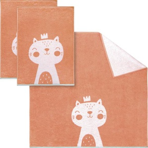 Handtuch Set DYCKHOFF Kitty Handtuch-Sets Gr. 3 tlg., orange (koralle) Handtuch-Sets mit niedlichem Kätzchen