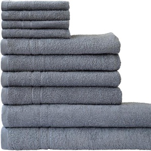 Dyckhoff Handtuch Set Kristall, Walkfrottee (Set, 10-St), mit feiner Bordüre, Duschtücher, Handtücher und Gästetücher