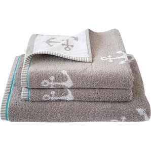 Dyckhoff Handtuch Set Maritim, Nautic, Frottier (Set, 3-St), 2 Handtücher (50x100 cm), 1 Duschtuch (70x140 cm)