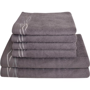 Dyckhoff Handtuch Set Wave, Frottier (Set, 6-St), mit Jacquard-Bordüre,4 Handtücher (50x100cm), 2 Duschtücher (70x140cm)