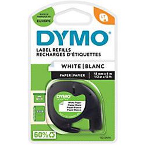 Dymo LT S0721510 / 91200 Authentic LetraTag Paper Schriftband Selbstklebend Weiß 12 mm x 4m 0912-WS
