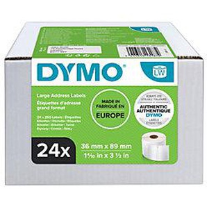 Dymo LW S0722390 / 99012 Authentic Large Address Labels Selbstklebend Weiß 36 x 89 mm 24 Rollen à 260 Etiketten 5405922