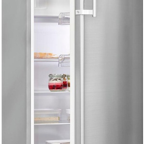 E (A bis G) EXQUISIT Kühlschrank KS185-4-HE-040E Kühlschränke 190 L Volumen, Schnellgefrieren, 4 Sterne Gr. Rechtsanschlag, silberfarben (edelstahl) Kühlschränke ohne Gefrierfach