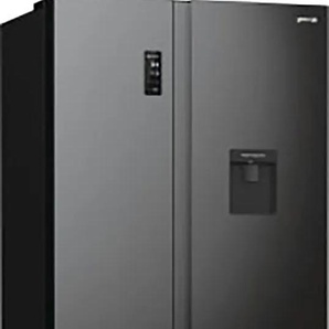 GORENJE Side-by-Side NRR 9185 EA_XLWD, E (A-G), silber (schwarz), B:91cm H:178,6cm T:64,3cm, Kühlschränke, Wasserspender, Topseller