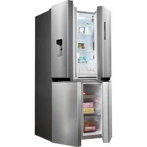 E (A bis G) HANSEATIC Multi Door HCD17884EI Kühlschränke NoFrost, Wasserspender, FreshZone, Urlaubsschaltung, Display silberfarben (edelstahlfarben) Kühl-Gefrierkombinationen