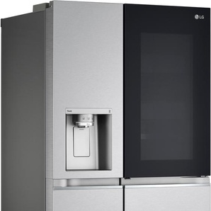 E (A bis G) LG Side-by-Side Kühlschränke Craft Ice Bereiter, InstaView™ silberfarben (gebürstetes edelstahl) Kühl-Gefrierkombinationen Bestseller
