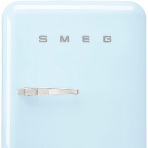E (A bis G) SMEG Kühlschrank FAB10 Kühlschränke Gr. Rechtsanschlag, blau (pastellblau) Kühlschränke ohne Gefrierfach