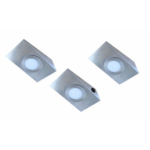 E (A bis G) Unterschrankleuchte EVOTEC KEIL CS Lampen silberfarben (edelstahlfarben) Unterbauleuchten LED Set, 3 Stück, Unterschrankleuchte