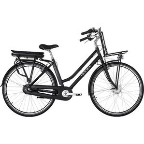 E-Bike ALU City Damen E-Bike 147E, Schwarz, Metall, 180x70x100 cm, female, Geschwindigkeitsanzeige, Beleuchtung vorne und hinten, Antirutschpedale, Rücklicht, Seitenständer, Frontscheinwerfer, LED-Beleuchtung, höhenverstellbarer Komfortsitz, Reflektoren,