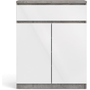 ebuy24 Nada Sideboard 2 Türen und 1 Schublade, beton Nachbildung,weiss hochglanz. 07-76234gxuu