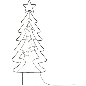 Ecd Germany led Gartenstecker Weihnachtsbaum Tanne 87cm 90 LEDs Warmweiß 6 Std Timer Batteriebetrieben Innen/Außen Metall led Baum Weihnachten