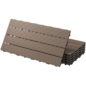Ecd Germany - wpc Terrassenfliesen 60x30 cm/18 Stück=3m², Dunkelbraun, geriffelt, Holzoptik, Bodenbelag mit Klicksystem & Drainage, Terrassendielen