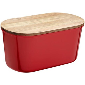 Echtwerk Brotbox, Rot, Holz, oval, 37x21.5x17.2 cm, Lfgb, Schneidebrett, Küchenzubehör, Brotkästen & -Körbe