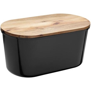 Echtwerk Brotbox, Schwarz, Holz, oval, 37x21.5x17.2 cm, Lfgb, Schneidebrett, Küchenzubehör, Brotkästen & -Körbe
