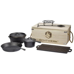 Echtwerk Dutch-Oven-Set, Schwarz, Metall, 7-teilig, 16,5 cm, Grills, Grillzubehör