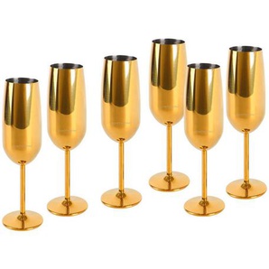 Echtwerk Gläserset, Gold, Metall, 6-teilig, 250 ml, 22.5 cm, Essen & Trinken, Gläser, Gläser-Sets