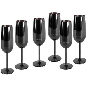 Echtwerk Gläserset, Schwarz, Metall, 6-teilig, 250 ml, 22.5 cm, Essen & Trinken, Gläser, Gläser-Sets