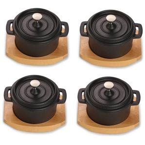 Echtwerk Kochtopfset, Schwarz, Metall, 4-teilig, 0,2 L,0,2 L, rund, 10x5x13 cm, kratzfest, Kochen, Töpfe, Topfsets