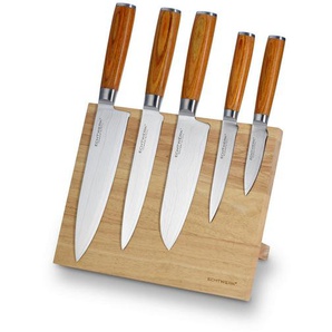 Echtwerk Messerset, Braun, Silber, Bernstein, Holz, 6-teilig, ergonomischer Griff, Klinge antihaftbeschichtet, Kochen, Küchenmesser, Messersets