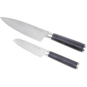 Echtwerk Messerset, Schwarz, Holz, 2-teilig, ergonomischer Griff, rutschfester rostfrei, Kochen, Küchenmesser, Messersets