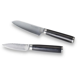 Echtwerk Messerset, Schwarz, Silber, Holz, 2-teilig, ergonomischer Griff, Klinge antihaftbeschichtet, Kochen, Küchenmesser, Messersets