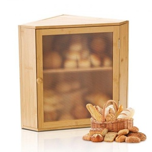 Eck-Brotkasten doppellagiger Brotbehälter Brotbox Organizer aus Holz für selbstgebackenes Brot, Aufbewahrungsbehälter mit gewellter Acryl-Türplatte, Brotaufbewahrung Lagerung Natur CWJLXZMZJXSCGRA5X001V0