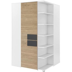 Eckschrank - weiß - Materialmix - 126,3 cm - 214,8 cm - 132,4 cm | Möbel Kraft