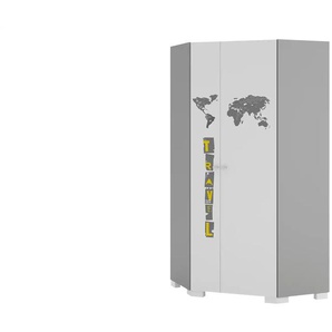 Eck-Kleiderschrank - weiß - Materialmix - 96,7 cm - 200 cm - cm 96,7 | Möbel Kraft