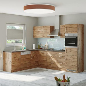 Eck-Küchenzeile Sorrento III 210 x 60 x 270cm Braun/Wotaneiche Dekor ohne Elektrogeräte