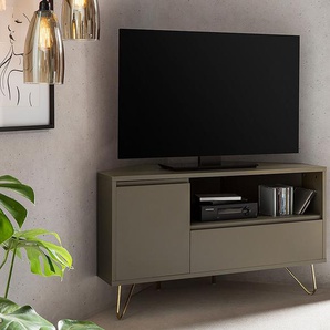 Eck-Lowboard Malling MDF Mitteldichte Holzfaserplatte , lackiert Messing Grau 100 x 58 x 50cm