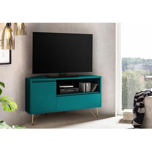 Eck-Lowboard Rodi MDF Mitteldichte Holzfaserplatte , lackiert Blau/Petrol 100 x 58 x 50cm