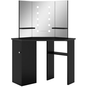 Eck-Schminktisch mit LED Schwarz 111x54x141,5 cm