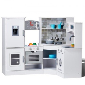 Eck-Spielküche aus Holz, Spielzeugset mit Lichtern und Geräuschen, Kleinkinderküche mit Eismaschine, Backofen, Spüle, Uhr, Mikrowellen, Kühlschrank und Zubehör, für Kleinkinder, Vorschulkinder, weiß ZTCFWJTZBSZJNRNQAV9
