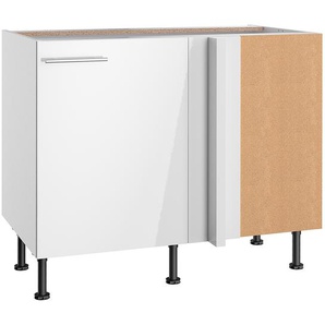 Eck-Unterschrank III 115 x 87 x 58cm Weiß/Hochglanz Weiß