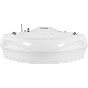 Eckbadewanne Whirlpool Weiß 210 x 145 cm aus Sanitäracryl mit Massagefunktion/ LED mit 8 Farben Badezimmer Modernes Design