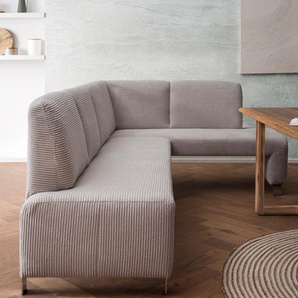 Eckbank EXXPO - SOFA FASHION Intenso, viele Bezugsstoffe Cord, Leder, Struktur 244/157 cm (B/T), braun (cappuccino), B:244cm H:91cm T:157cm, NaturLeder, Strukturstoff (Zusammensetzung: Polyester 100%), Luxus-Microfaser (Zusammensetzung: Aufgeflockte 100%