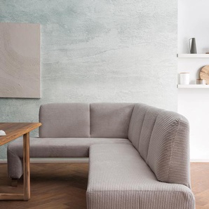 Eckbank EXXPO - SOFA FASHION Intenso, viele Bezugsstoffe Cord, Leder, Struktur 244/157 cm (B/T), braun (cappuccino), B:244cm H:91cm T:157cm, NaturLeder, Strukturstoff (Zusammensetzung: Polyester 100%), Luxus-Microfaser (Zusammensetzung: Aufgeflockte 100%