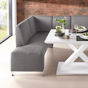 Eckbank EXXPO - SOFA FASHION Intenso, viele Bezugsstoffe Cord, Leder, Struktur 244/157 cm (B/T), grau, B:244cm H:91cm T:157cm, NaturLeder, Strukturstoff (Zusammensetzung: Polyester 100%), Luxus-Microfaser (Zusammensetzung: Aufgeflockte 100% Polyester