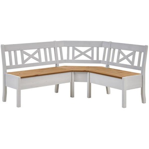 Eckbank 170 x 147cm Braun/Weiß/Kiefer Weiß/Kiefer Laugenfarbig
