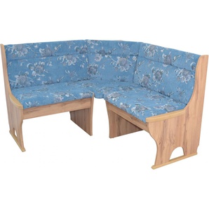 Eckbank HOFMANN LIVING AND MORE Sitzbänke Gr. B/H/T: 125 cm x 85 cm x 58 cm, Polyester, gleichschenklig, blau (blau, eiche, nachbildung) Eckbänke