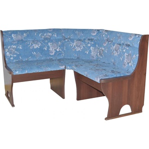 Eckbank HOFMANN LIVING AND MORE Sitzbänke Gr. B/H/T: 125 cm x 85 cm x 58 cm, Polyester, gleichschenklig, blau (blau, nussbaum, nachbildung) Eckbänke