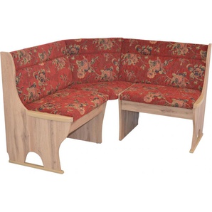 Eckbank HOFMANN LIVING AND MORE Sitzbänke Gr. B/H/T: 125 cm x 85 cm x 58 cm, Polyester, gleichschenklig, rot (rot, eiche, nachbildung) Eckbänke